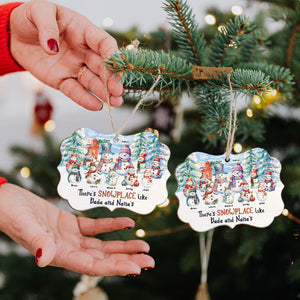 There's Snowplace Like Dada And Nana's, Medallion Wood Ornament, Gifts For Snowman Family 03ACDT050923 - Ornament - GoDuckee