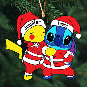 Gift For Friends, Couple, Personalized Acrylic Ornament, Besties Santa Hat Ornament, Christmas Gift 03ACDT290923-2 - Ornament - GoDuckee