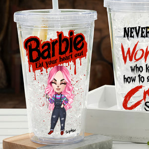 Barbie Eat Your Heart Out, Personalized Acrylic Tumbler, Gifts For Horror Movie Fans - Tumbler Cup - GoDuckee
