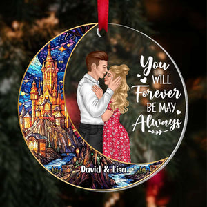 You Will Forever Be My Always, Couple Gift, Personalized Ornament, Kissing Couple Suncatcher Ornament, Christmas Gift 05NATI150823TM - Ornament - GoDuckee