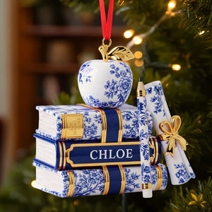 Teacher Toile de Jouy Acrylic Custom Shape Acrylic Ornament - Personalized Gifts For Teacher Christmas Ornament 01PGTI221025 - Ornament - GoDuckee