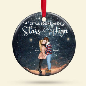 Romantic Couple Personalized Ornament, It All Begins When Stars Align 03QHTI131123PA - Ornament - GoDuckee