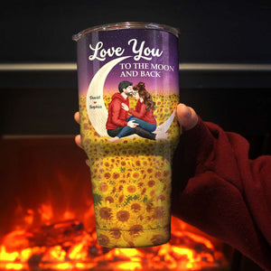 Personalized Gifts For Couple Tumbler Cup Love You To The Moon And Back - Drinkware - GoDuckee