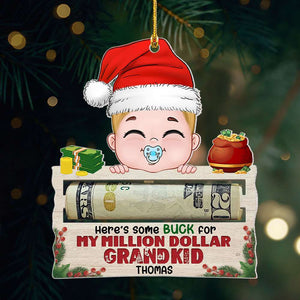 Here's Some Buck For My Grandkid, Gift For Grandkids, Personalized Money Holder Ornament, Christmas Gift - Ornament - GoDuckee