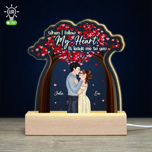 My Heart Leads Me To You Personalized 3D Led Light Gift For Couple - Led Night Light - GoDuckee