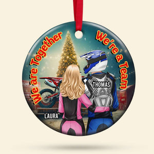 Motocross Couple - We're Together - We're A Team, Personalized Ornament, Gifts For Couple - Ornament - GoDuckee
