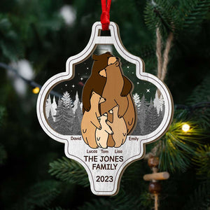 Gift For Family, Personalized Mixed Ornament, Bear Family Hugging Ornament, Christmas Gift 05NATI080923 - Ornament - GoDuckee