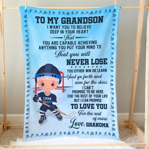 Gift For Kid, Personalized Blanket, Hockey Kid Blanket - Blanket - GoDuckee