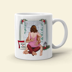 Let's Be Naughty And Save Santa The Trip, Personalized Coffee Mug, Naughty Couple Kissing, Christmas Gift For Him/Her - Coffee Mug - GoDuckee