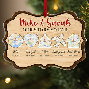 Couple Story Personalized Map Acrylic Ornament, Christmas Gift For Him/Her - Ornament - GoDuckee
