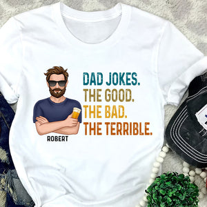 Dad Jokes The Good The Bad The Terrible, Personalized Shirt, Gift For Dad, Father's Day Gift - Shirts - GoDuckee