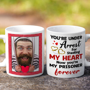 You're Under Arrest For Stealing My Heart, Couple Gift, Personalized Mug, Prisoner Custom Photo Couple Mug - Coffee Mug - GoDuckee