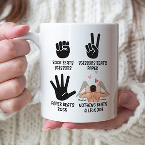 Rock Beats Scissors Personalized Mug, Funny Gift For Couple - Coffee Mug - GoDuckee