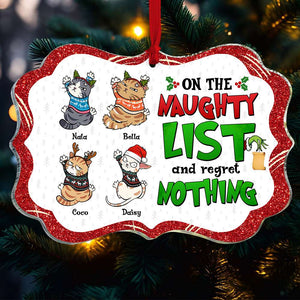 On The Naughty List, Gift For Cat Lovers, Personalized Acrylic Ornament, Naughty Cat Ornament, Christmas Gift EEA - Ornament - GoDuckee