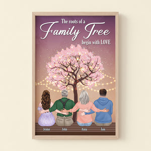 The Roots Of A Family Tree Begin With Love Personalized Hugging Family Canvas Print Gift For Family - Poster & Canvas - GoDuckee