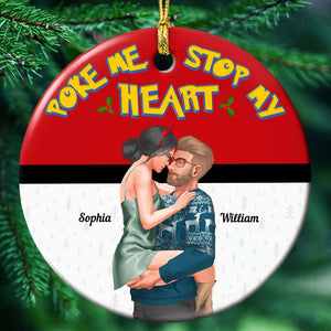 Stop My Heart, Couple Gift, Personalized Ceramic Ornament, Hugging Couple Ornament, Christmas Gift 03OHTI161023DA - Ornament - GoDuckee