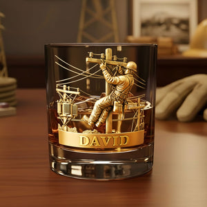 Lineman Round Whiskey Glass - Personalized Gifts For Lineman Glass 01PGTI271125 - Glass - GoDuckee