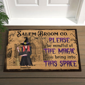 Salem Broom Co, Gift For Witch Lover, Personalized Doormmat, Witch House Doormat, Halloween Gift - Doormat - GoDuckee