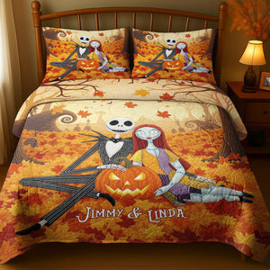 Autumn Horror Couple Quilt Bedding Set - Personalized Gifts For Couple 05pgti180725 - Blanket - GoDuckee