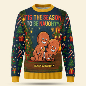 Funny Gingerbread Couple Knitted Ugly Sweater - Personalized Gifts For Couple Christmas Ugly Sweater 01HUTI131125 - Ugly Christmas Sweater - GoDuckee