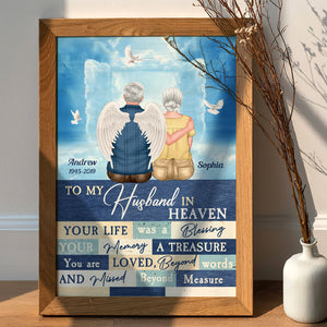 To My Husband In Heaven, Universary Personalized Heaven Couple Canvas Poster 03BHDT231222TM - Poster & Canvas - GoDuckee