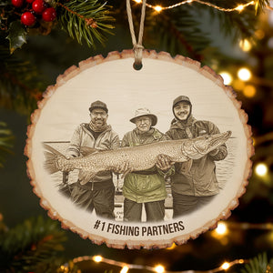 Custom Photo Engraved Effect Wood Ornament, Personalized Gifts For Fishing Lovers 04qhti071025 - Ornament - GoDuckee