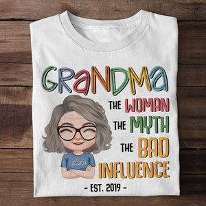Grandma The Woman The Myth The Bad Influence - Personalized Grandma T-shirt, Hoodie, Sweatshirt - Gift For Grandma - Shirts - GoDuckee