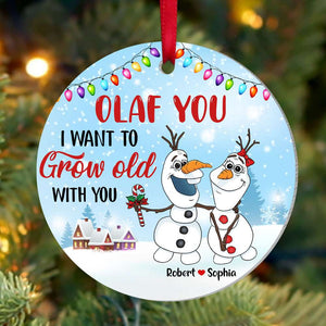 I Want To Grow Old With You, Gift For Couple, Personalized Ornament, Snowman Couple Ornament, Christmas Gift 05HTTI270723HA - Ornament - GoDuckee