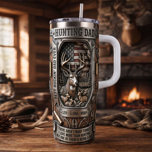 Proud Hunting Dad 40oz Tumbler With Handle, Personalized Gifts For Hunting Dads 04qhti280426 - Tumbler Cup - GoDuckee