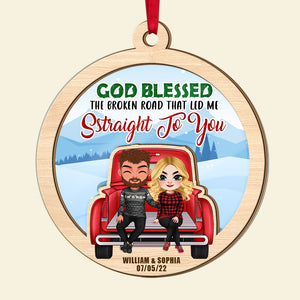 God Blessed, Couple Gift, Personalized Ornament, Truck Couple Ornament, Christmas Gift 03PGTI140823HH - Ornament - GoDuckee