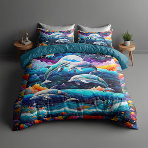 Gifts For Dolphin Lover Quilt Bed Set 045huti220125 - Blanket - GoDuckee