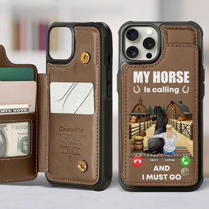 Personalized Gifts For Horse Lovers Leather Flip Wallet Phone Case, My Horse Is Calling 05tgti280225 - Phone Case - GoDuckee