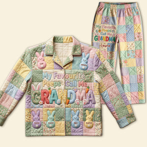 Easter Bunny Grandma Peeps Pajama - Personalized Gifts For Grandma Button Up Pajama Pajama Set 04PATI060226 - Pajama Set - GoDuckee