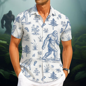 Vintage Blue Toile Pattern Hawaiian Shirt - Personalized Gifts For Bigfoot Lovers 02qhti110625 - Hawaiian Shirts - GoDuckee