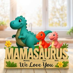 Personalized Gifts For Mom Plaque Dinosaur Mama And Little Ones 04nati150425 - Shaped Plaques - GoDuckee