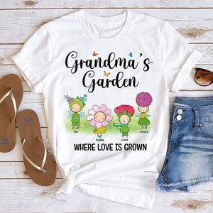 Grandma's Garden, Gift For Grandma, Personalized Shirt, Flower Grandkids Shirt, Grandma Gift - Shirts - GoDuckee