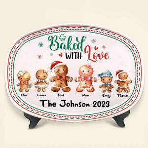 Baked With Love, Gift For Family, Personalized Resin Plate. Gingerbread Cookie Family Plate, Christmas Gift 02TOTI080923 - Resin Plate - GoDuckee