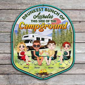 This Side Of The Campground, Personalized Metal Wall Art, Camping Friends, Gifts For Friend - Metal Wall Art - GoDuckee