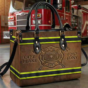 Fire Dept Leather Bag, Personalized Gifts For Female Firefighter & Firefighter Wife 02qhti151225 - Leather Bag - GoDuckee