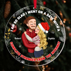 I'm So Glad I Went On A Date, Couple Gift, Personalized Acrylic Ornament, Internet Couple Ornament, Christmas Gift 01NATI190923HH - Ornament - GoDuckee
