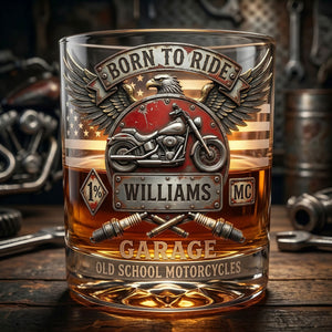 Born To Ride 11oz Round Glass - Personalized Gifts For Bikers 03pati300326 - Glass - GoDuckee