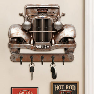 Hot Rod Key Hanger - Personalized Gifts For Hot Rod Lovers 03nati280625 - Wood Sign - GoDuckee