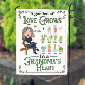 A Garden Of Love Grows, Gift For Grandma Personalized Garden Flag, Grandkids Plant Flag - Tote Bag - GoDuckee