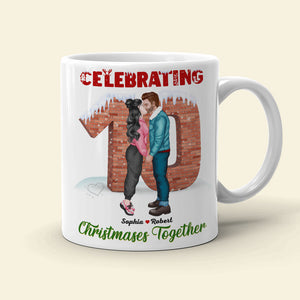Celebrating Christmas Together, Couple Gift, Personalized Mug, Anniversary Couple Mug, Christmas Gift - Coffee Mug - GoDuckee
