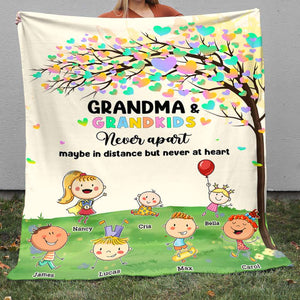 Grandma & Grandkids Never Apart Maybe In Distance But Never At Heart, Personalized Blanket, Gifts For Grandma - Blanket - GoDuckee