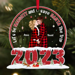 Let's Be Naughty, Couple Gift, Personalized Ornament, Kissing Couple Acrylic Ornament, Christmas Gift - Ornament - GoDuckee
