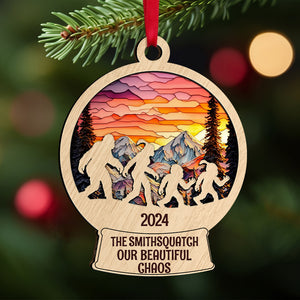 Big Foot family, Personalized 2 Layer Mix Ornament, Custom Suncatcher Ornament, Gifts For Family, Unique Christmas Gifts, Christmas Tree Decorations - Ornament - GoDuckee