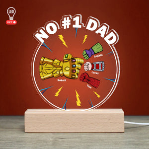 No #1 Dad, Gift For Dad, Personalized Led Light, Super Dad And Kid Fist Bump Led Light 03OHTI251223HA - Led Night Light - GoDuckee