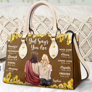 God Says You Are, Personalized Leather Bag, Never Alone, Gift For Woman - Leather Bag - GoDuckee