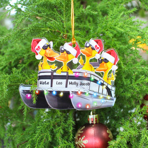 Christmas Pontoon Duck Personalized Pontoon Ornament Gift For Couple, Family, Friends - Ornament - GoDuckee